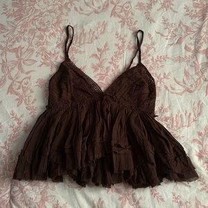Aeropostale Brown Summer Flow Crop Tank Top
